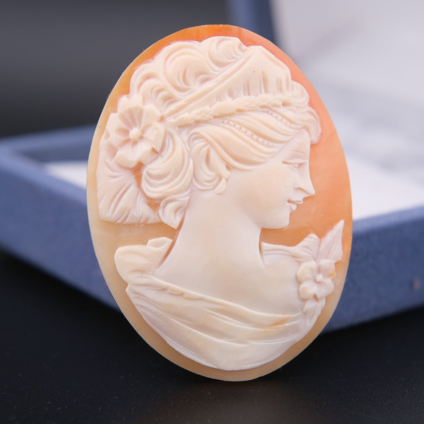 ❤️ Vintage Hand-Carved Shell Cameo – Classical Lady Portrait (Loose)