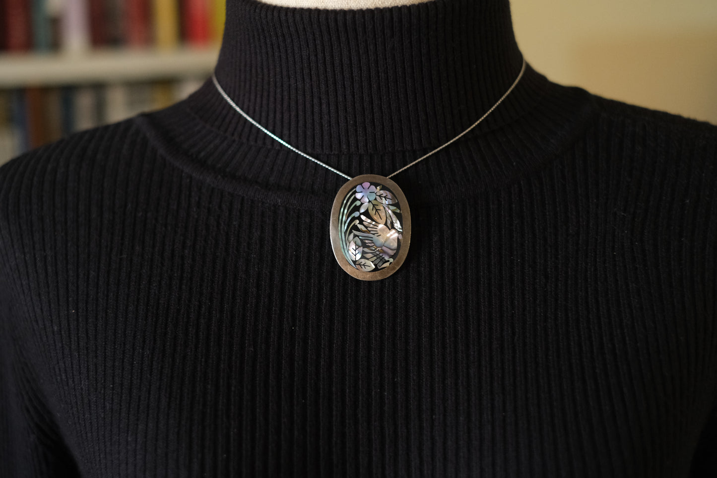 Vintage Mexican Sterling Silver & Abalone Inlay Bird Brooch/Pendant