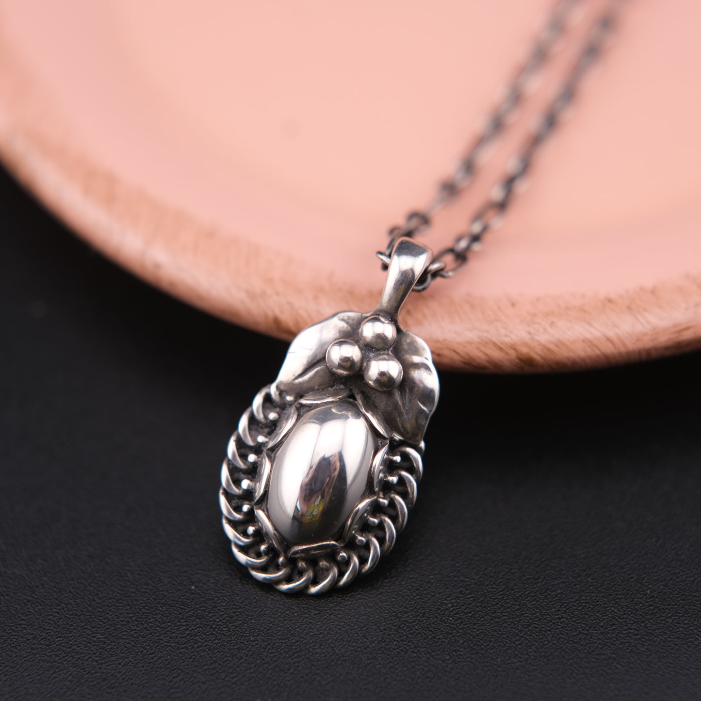 Vintage Georg Jensen 925 Sterling Silver Pendant Necklace – Denmark, 1992