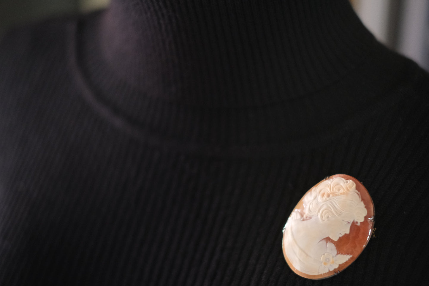 Antique Shell Cameo Brooch & Pendant – Hand-Carved Lady Portrait in Silver 800