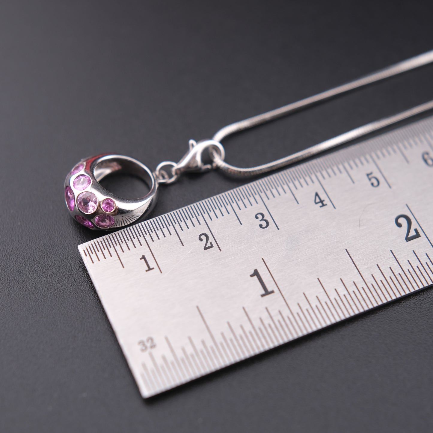 ❤️ Vintage AGATHA 925 Silver Pink Crystal Bubble Pendant Necklace