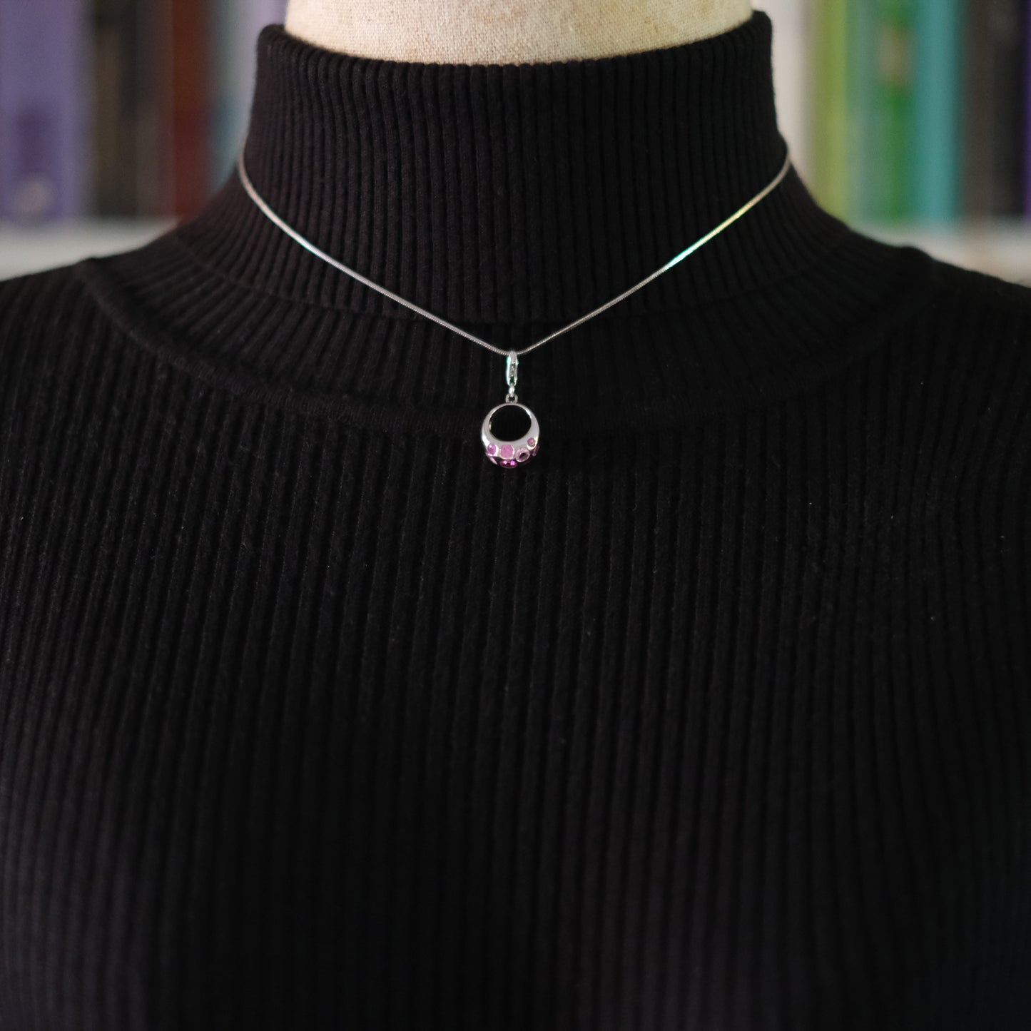 ❤️ Vintage AGATHA 925 Silver Pink Crystal Bubble Pendant Necklace