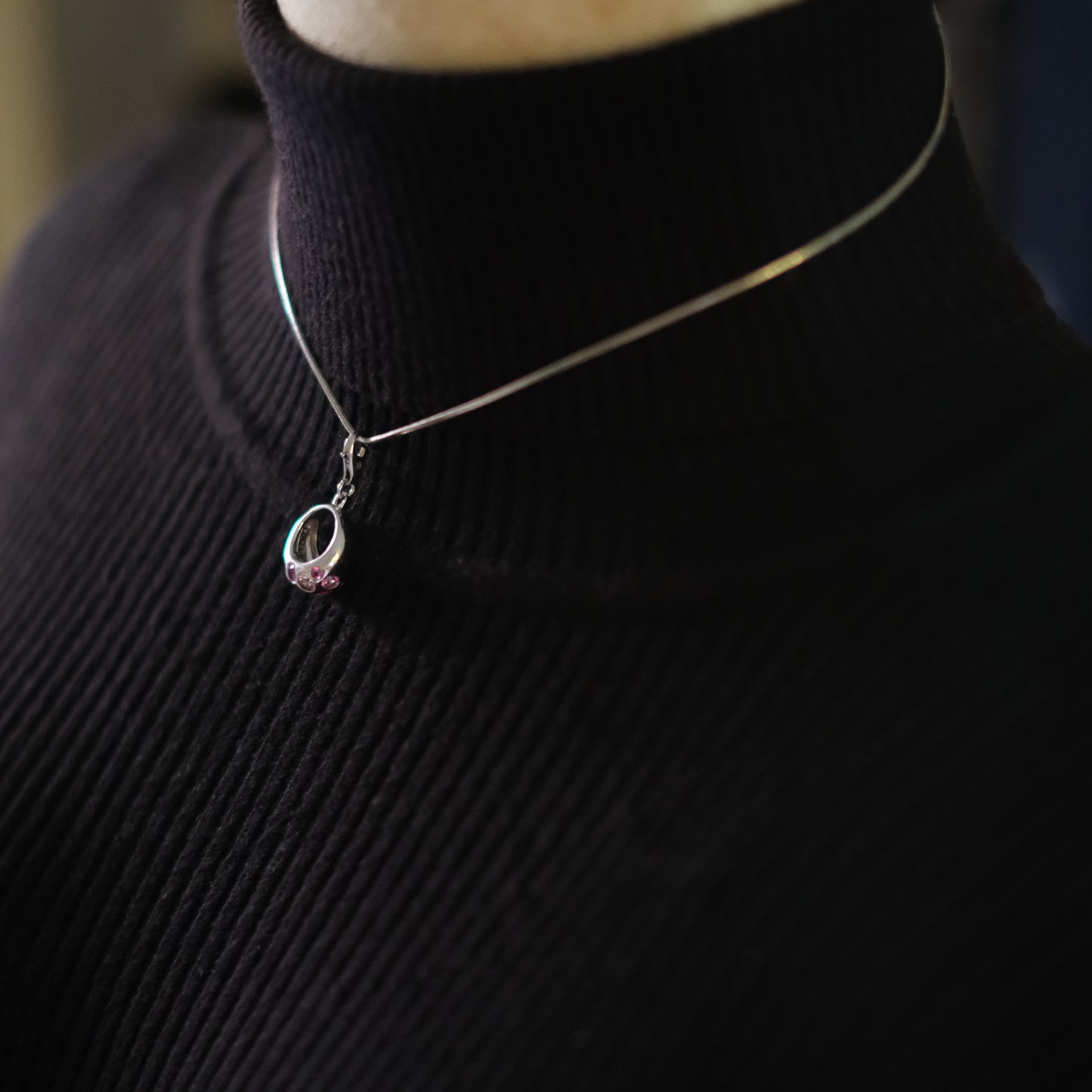 ❤️ Vintage AGATHA 925 Silver Pink Crystal Bubble Pendant Necklace