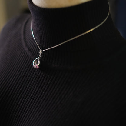 ❤️ Vintage AGATHA 925 Silver Pink Crystal Bubble Pendant Necklace