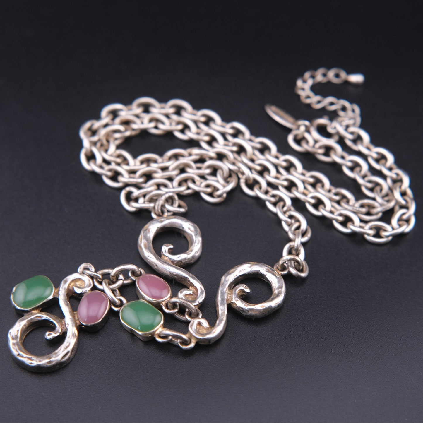 Vintage Pièce Montée Sculptural Scroll Glass Statement Necklace