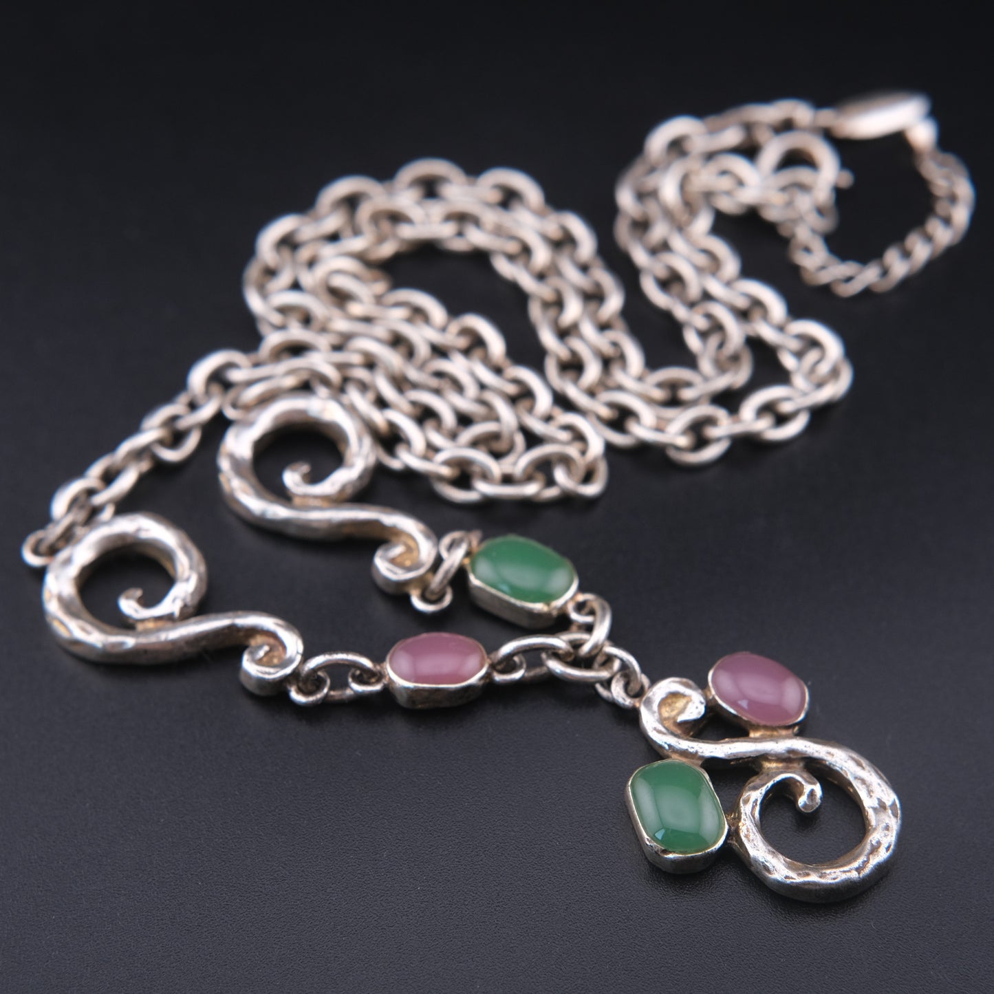 Vintage Pièce Montée Sculptural Scroll Glass Statement Necklace