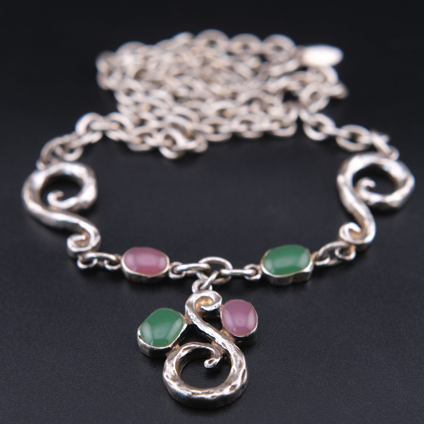 Vintage Pièce Montée Sculptural Scroll Glass Statement Necklace