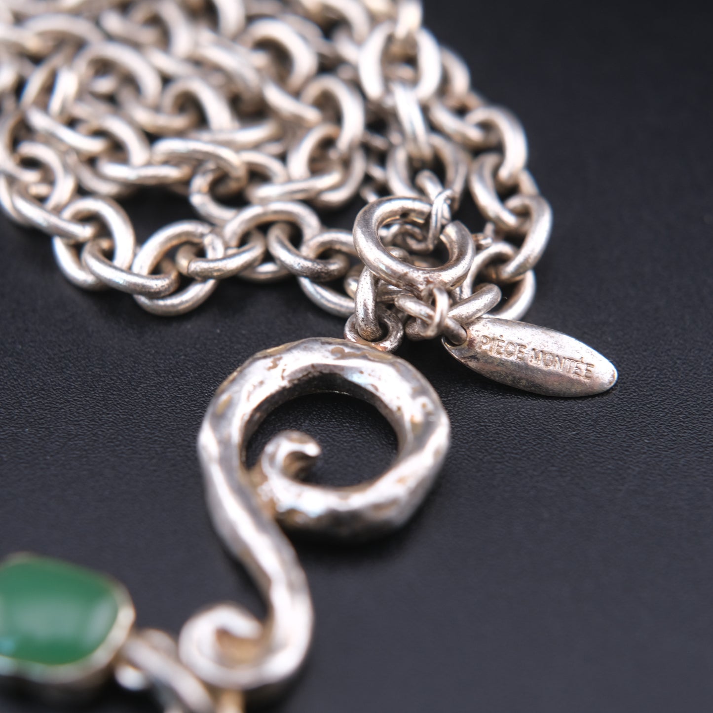 Vintage Pièce Montée Sculptural Scroll Glass Statement Necklace