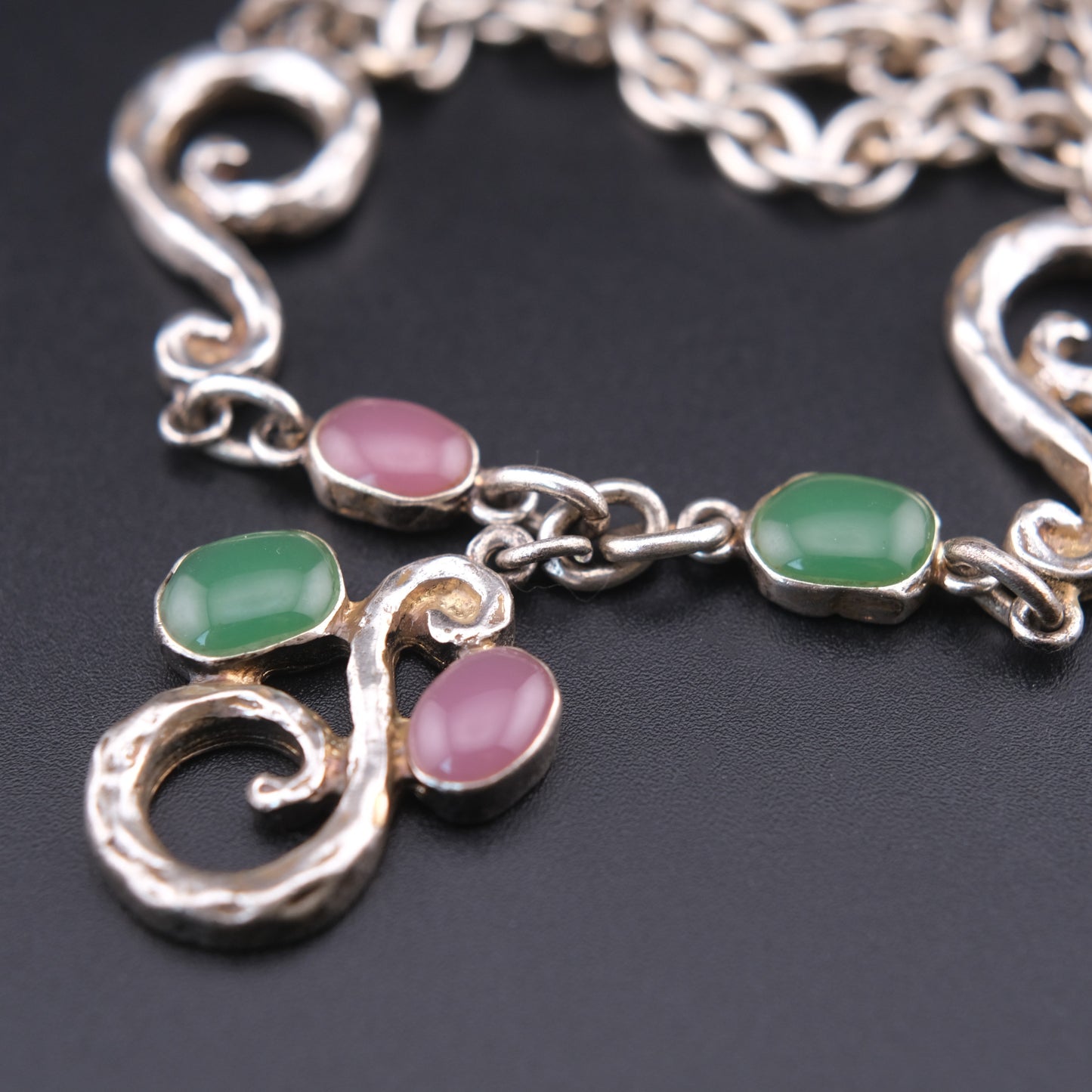 Vintage Pièce Montée Sculptural Scroll Glass Statement Necklace