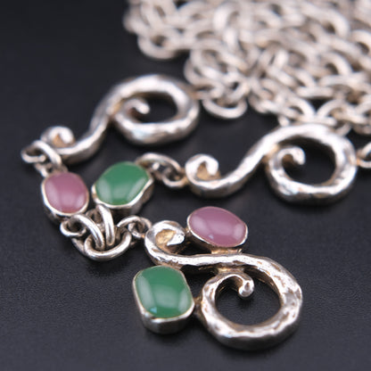 Vintage Pièce Montée Sculptural Scroll Glass Statement Necklace