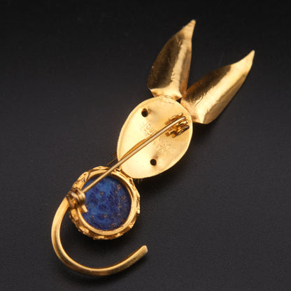 ❤️ Vintage Bijoux Cascio Bunny Rabbit Brooch Made in Italy Gold Tone Easter Pin