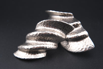 Vintage Clara 1982 Hammered Silver-Tone Clip-On Earrings