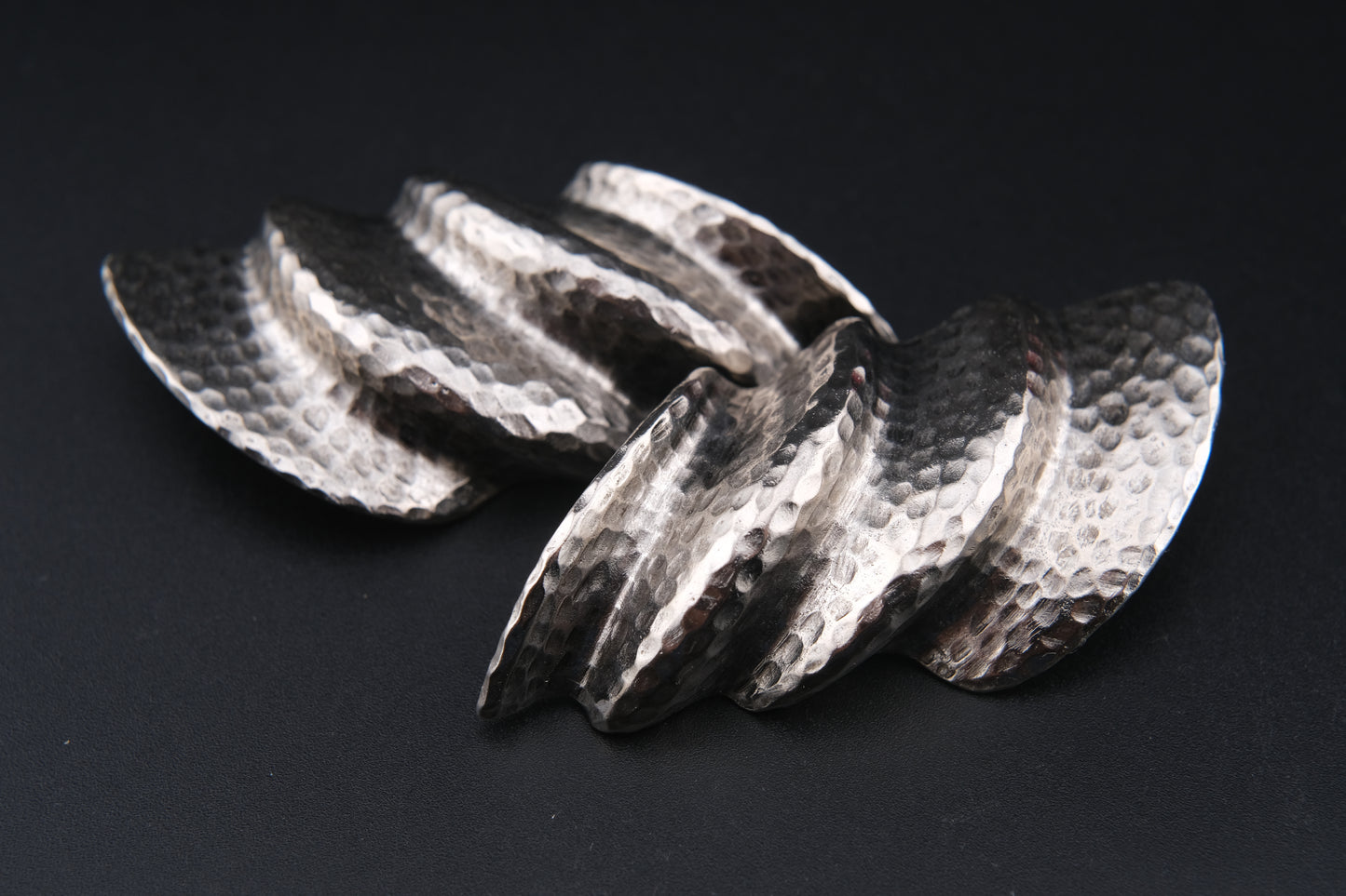 Vintage Clara 1982 Hammered Silver-Tone Clip-On Earrings