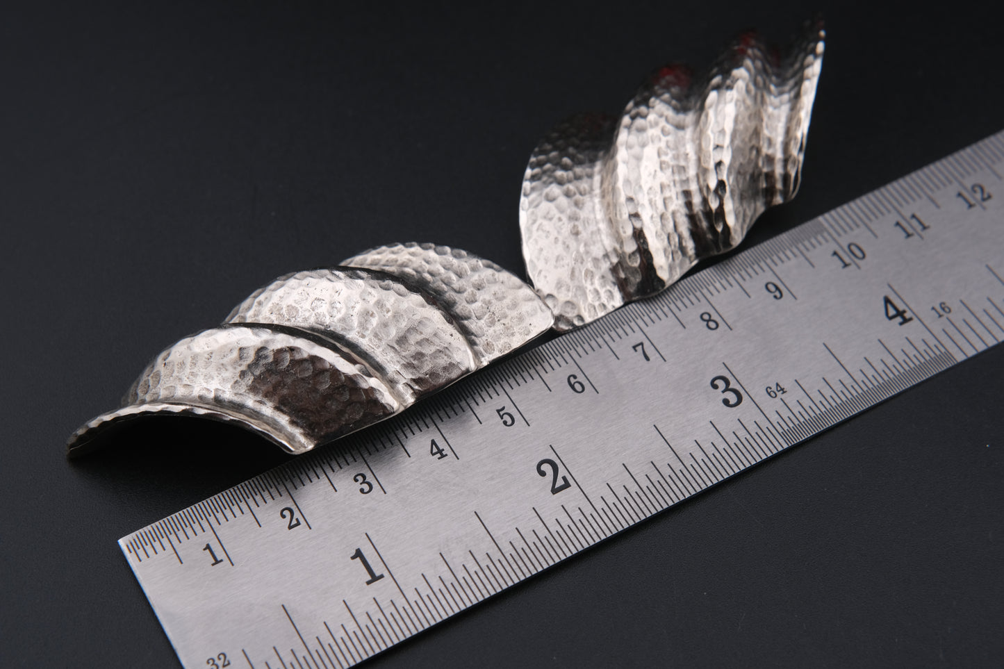 Vintage Clara 1982 Hammered Silver-Tone Clip-On Earrings