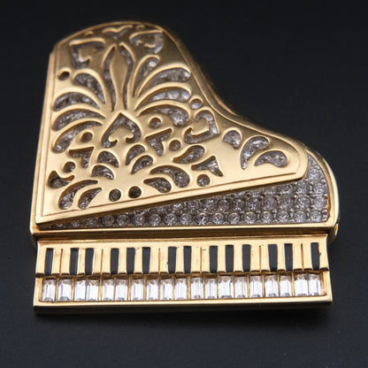 Swarovski Grand Piano Brooch – Gold-Tone with Crystal Accents