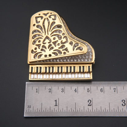 Swarovski Grand Piano Brooch – Gold-Tone with Crystal Accents