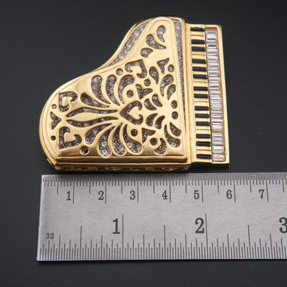 Swarovski Grand Piano Brooch – Gold-Tone with Crystal Accents