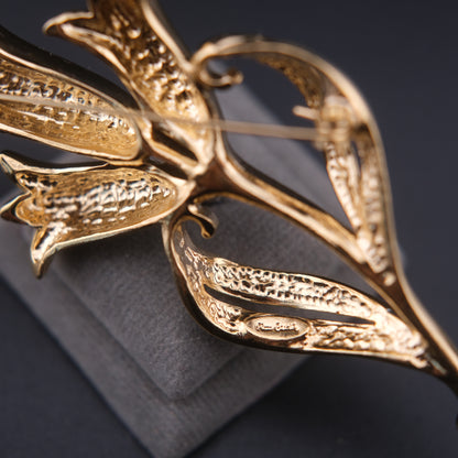 ❤️ Vintage Pierre Cardin Gray Enamel Floral Brooch