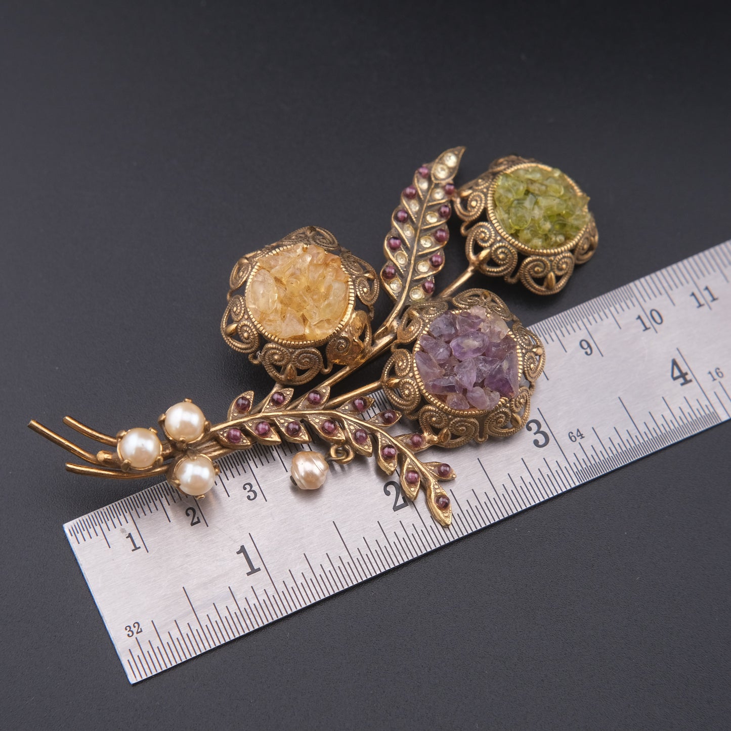 Alcozer & J Handmade Semiprecious Stone Floral Bouquet Brooch – Made in Italy
