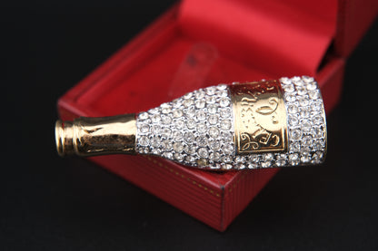 Carolee Crystal Champagne Bottle Limited Edition 2000 Brooch