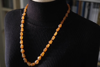 ✨ Chinese Vintage Carnelian Necklace – Hand-Knotted Natural Gemstone with Silver Filigree Clasp ✨
