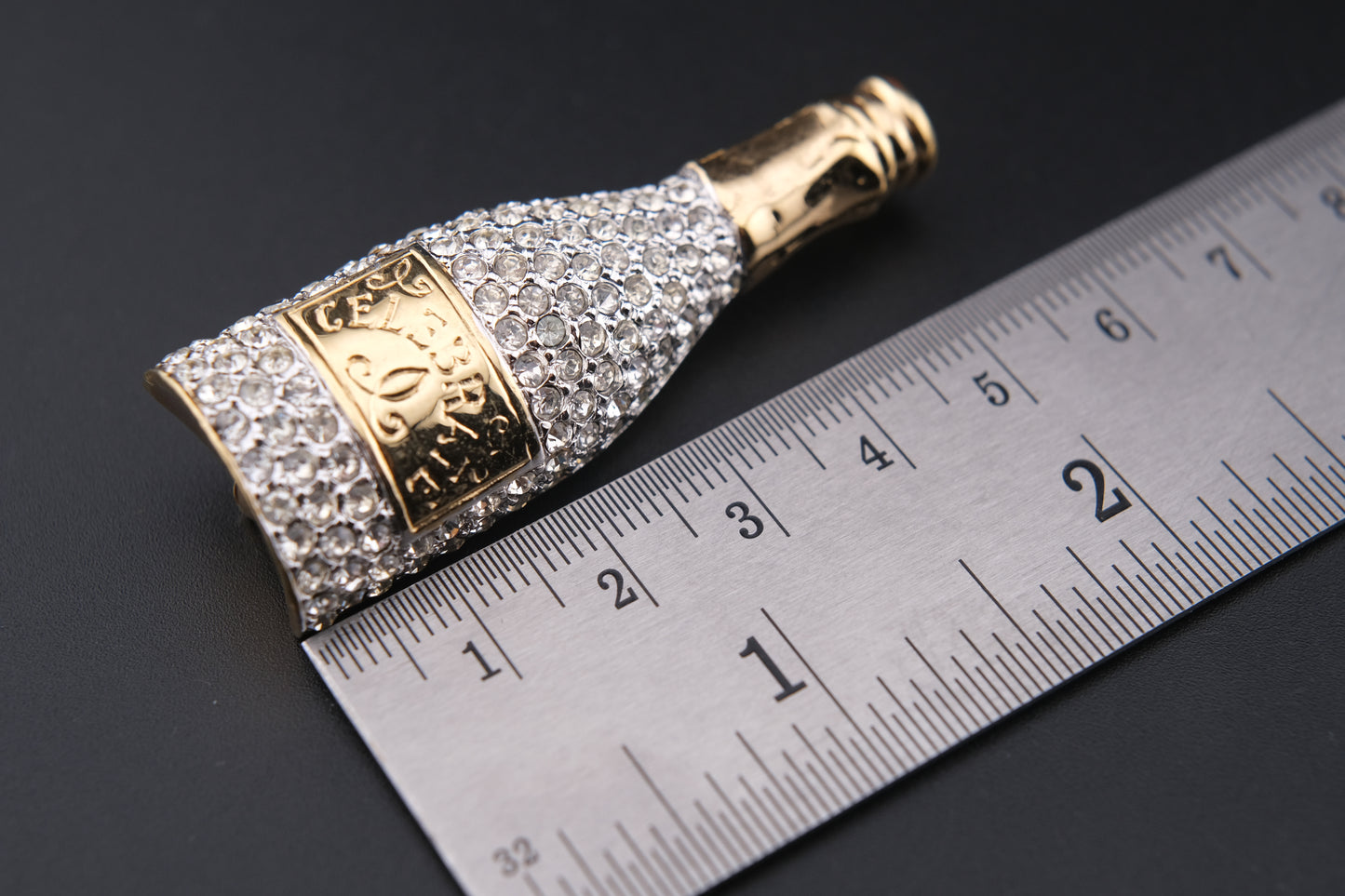 Carolee Crystal Champagne Bottle Limited Edition 2000 Brooch