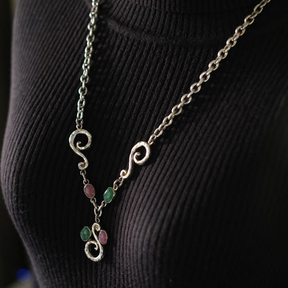 Vintage Pièce Montée Sculptural Scroll Glass Statement Necklace