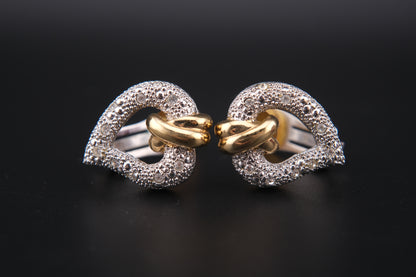 Vintage Grossé Heart Clip-On Earrings – Gold & Silver Tone with Crystal Accents | 1980s