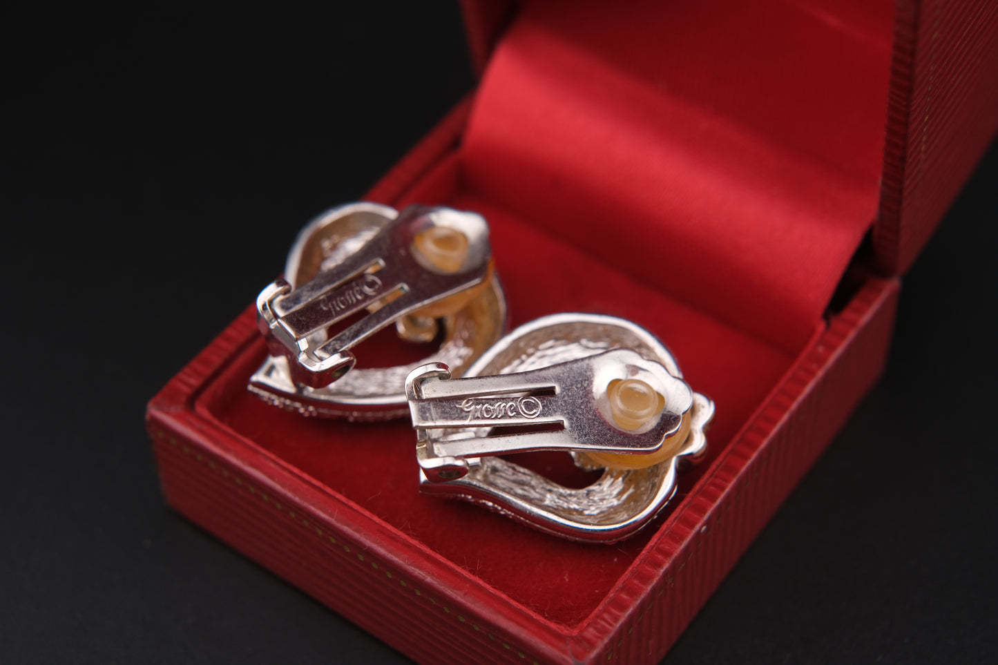 Vintage Grossé Heart Clip-On Earrings – Gold & Silver Tone with Crystal Accents | 1980s