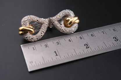 Vintage Grossé Heart Clip-On Earrings – Gold & Silver Tone with Crystal Accents | 1980s