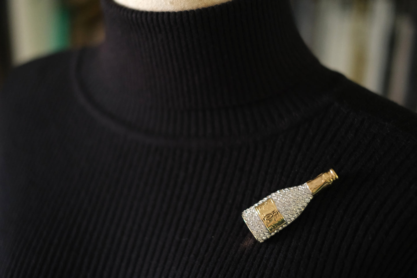 Carolee Crystal Champagne Bottle Limited Edition 2000 Brooch