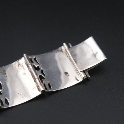 1950s Siam Sterling Dancer Panel Bracelet – Multicolor Enamel on Sterling Silver