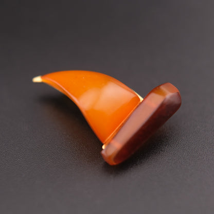 ❤️ Vintage Soviet Baltic Amber Sailboat Brooch – Yellow & Cognac Amber Pin