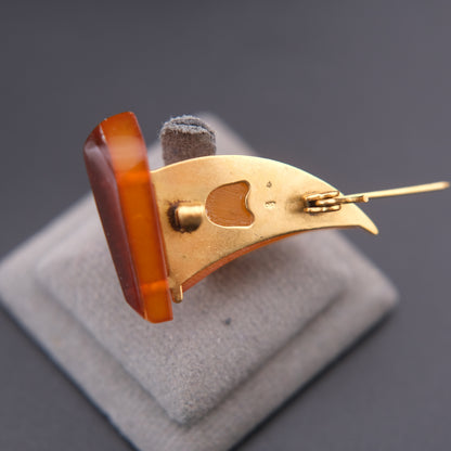 ❤️ Vintage Soviet Baltic Amber Sailboat Brooch – Yellow & Cognac Amber Pin