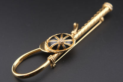 Vintage Henkel & Grossé Equestrian Jockey Cap & Horse Whip Brooch