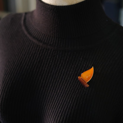❤️ Vintage Soviet Baltic Amber Sailboat Brooch – Yellow & Cognac Amber Pin