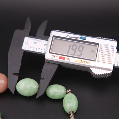 Vintage Sterling Silver Beaded Necklace with Murano Glass, Aventurine & Peach Quartz