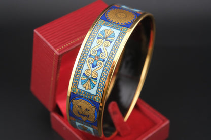 Vintage Michaela Frey Wien Lion & Sun Motif Enamel Bangle Bracelet