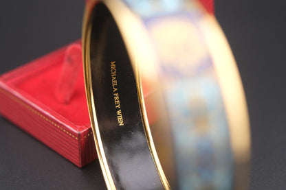 Vintage Michaela Frey Wien Lion & Sun Motif Enamel Bangle Bracelet