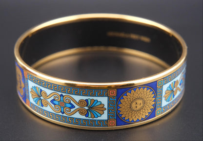 Vintage Michaela Frey Wien Lion & Sun Motif Enamel Bangle Bracelet