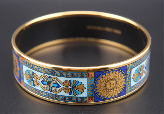 Vintage Michaela Frey Wien Lion & Sun Motif Enamel Bangle Bracelet