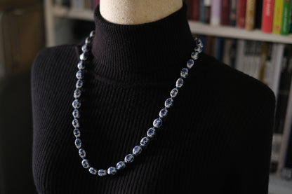 Chinese Blue & White Porcelain Bead Necklace – 24" Long