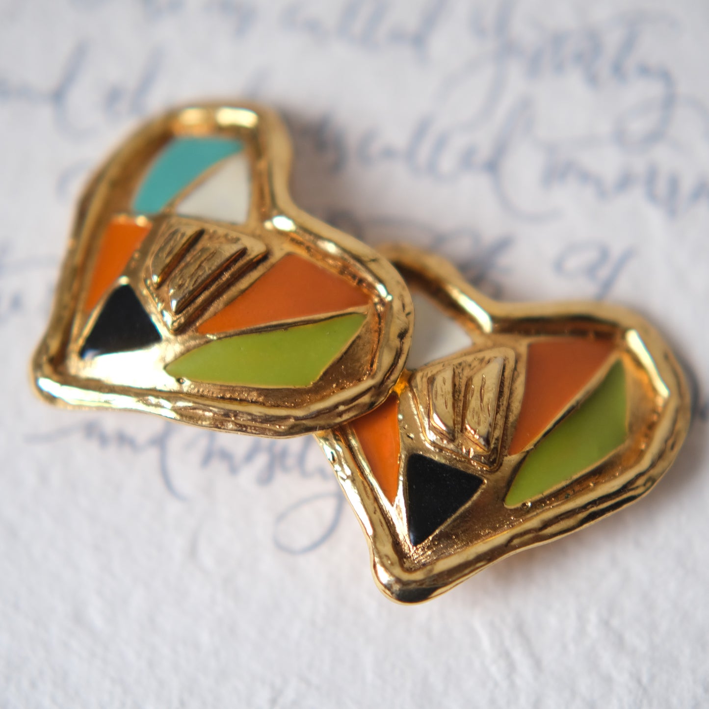 Vintage Christian Lacroix Heart Enamel Clip-On Earrings