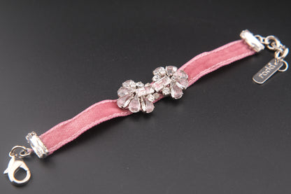Rada Pink Velvet & Crystal Jewelry Set – Necklace and Bracelet