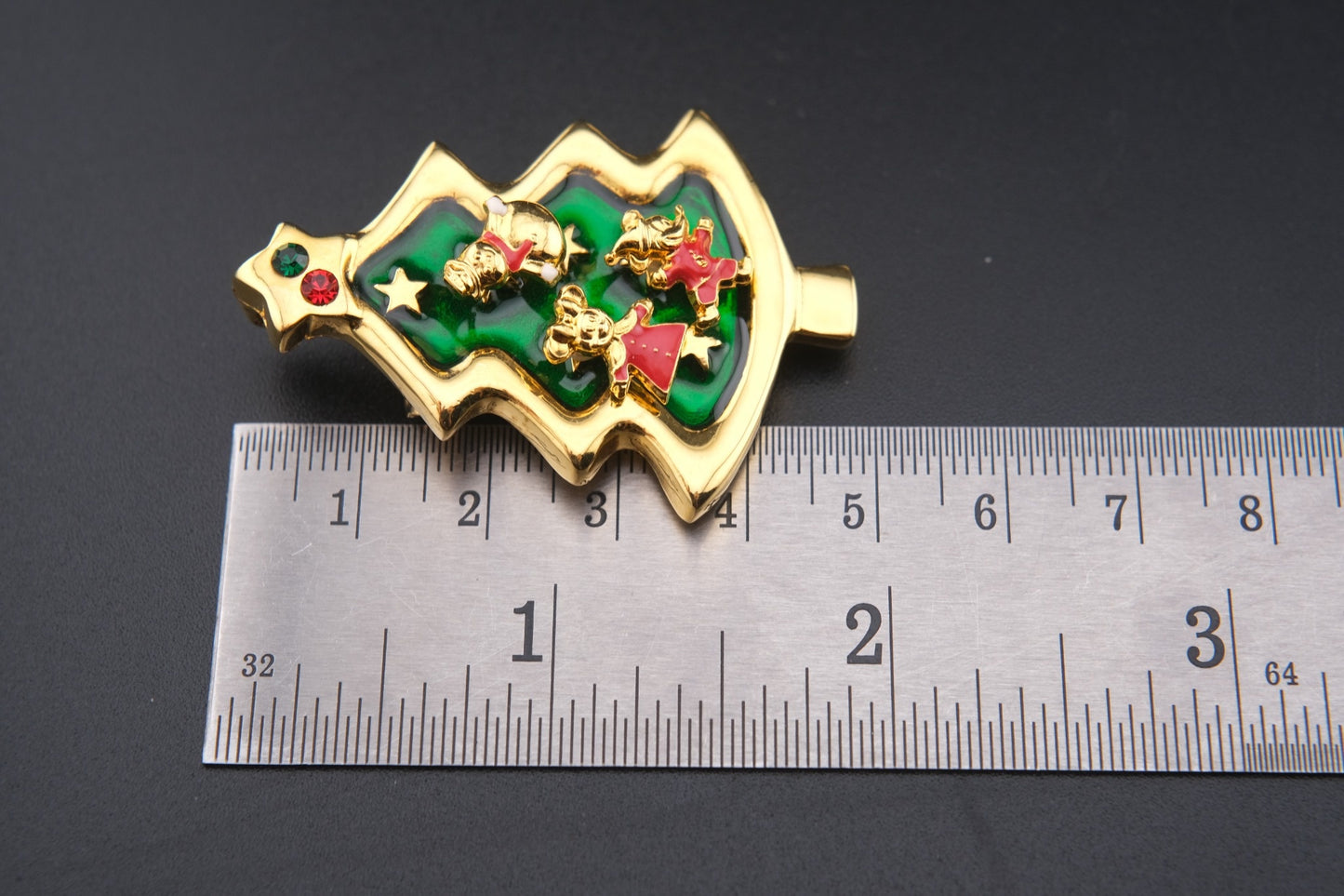 Vintage Tokyo Disneyland Christmas Tree Brooch with Mickey, Minnie & Snowman Earrings – Convertible Pendant – Rare Collectible Set