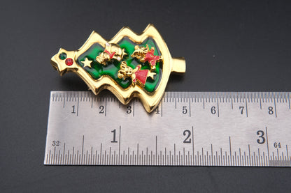 Vintage Tokyo Disneyland Christmas Tree Brooch with Mickey, Minnie & Snowman Earrings – Convertible Pendant – Rare Collectible Set