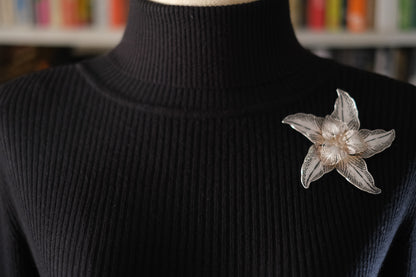 Vintage Sterling Silver Filigree Flower Brooch – 925 Marked