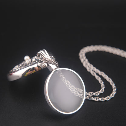 Vintage Mikimoto Loupe Pendant Necklace with Pearl Accent, Silver-Tone, 24" Chain