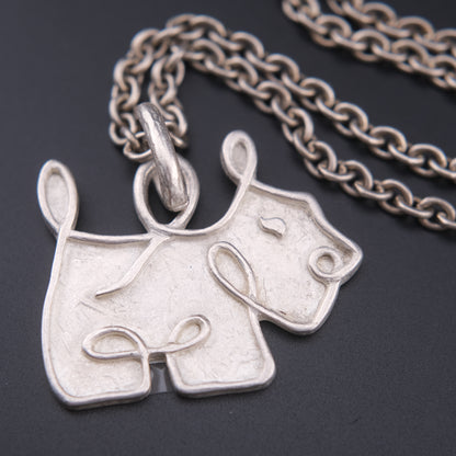 ❤️ Agatha Silver-Tone Dog Pendant Necklace – Textured Sculptural Design