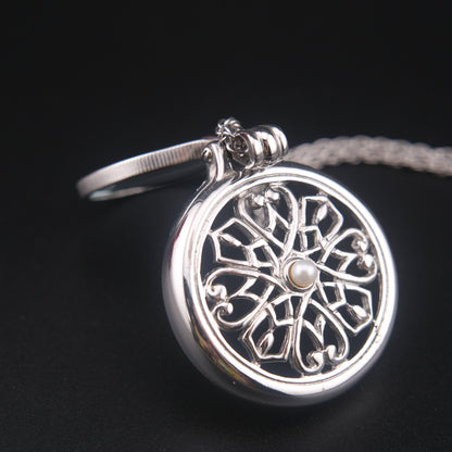 Vintage Mikimoto Loupe Pendant Necklace with Pearl Accent, Silver-Tone, 24" Chain